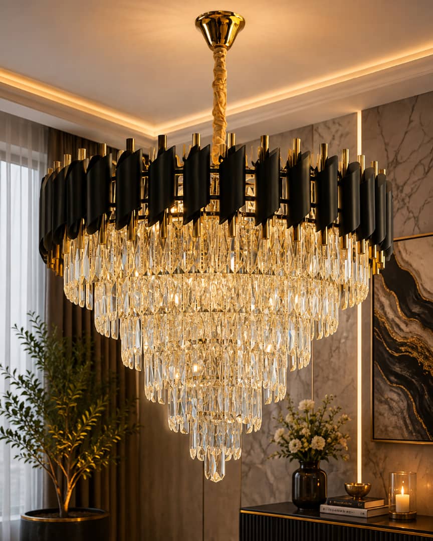 Crystal chandelier in a lounge